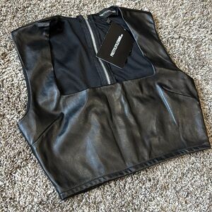 PrettyLittleThing Faux Leather Crop Top